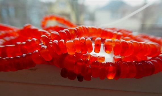Carnelian Rondelle Beads- 4-5mm Beads -6in Strand- Jewelry Beads Supply -orange Gemstone Beads- Carnelian Stone- Craft Beads