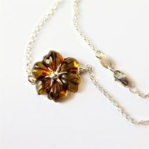 Shop Amber Pendants! Carved amber silver flower pendant, baltic amber jewelry, unique silver amber jewellery, silver flower necklace, amber necklace for adults | Natural genuine Amber pendants. Buy crystal jewelry, handmade handcrafted artisan jewelry for women.  Unique handmade gift ideas. #jewelry #beadedpendants #beadedjewelry #gift #shopping #handmadejewelry #fashion #style #product #pendants #affiliate #ad