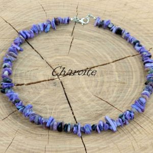 Charoite Necklace, Charoite Choker, Natural Charoite, Choker, Chips Necklace, Minimalist, 35-90cm, 14-35 inch, 3-5mm, 6-12mm Chips | Natural genuine Charoite necklaces. Buy crystal jewelry, handmade handcrafted artisan jewelry for women.  Unique handmade gift ideas. #jewelry #beadednecklaces #beadedjewelry #gift #shopping #handmadejewelry #fashion #style #product #necklaces #affiliate #ad