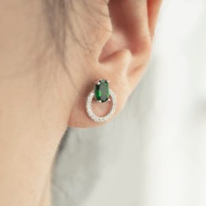 Shop Diopside Earrings! Chrome diopside earrings surrounded by cubic zirconias, minimalist jewelry, diopside stud, birthday gift her, 925 sterling silver | Natural genuine Diopside earrings. Buy crystal jewelry, handmade handcrafted artisan jewelry for women.  Unique handmade gift ideas. #jewelry #beadedearrings #beadedjewelry #gift #shopping #handmadejewelry #fashion #style #product #earrings #affiliate #ad