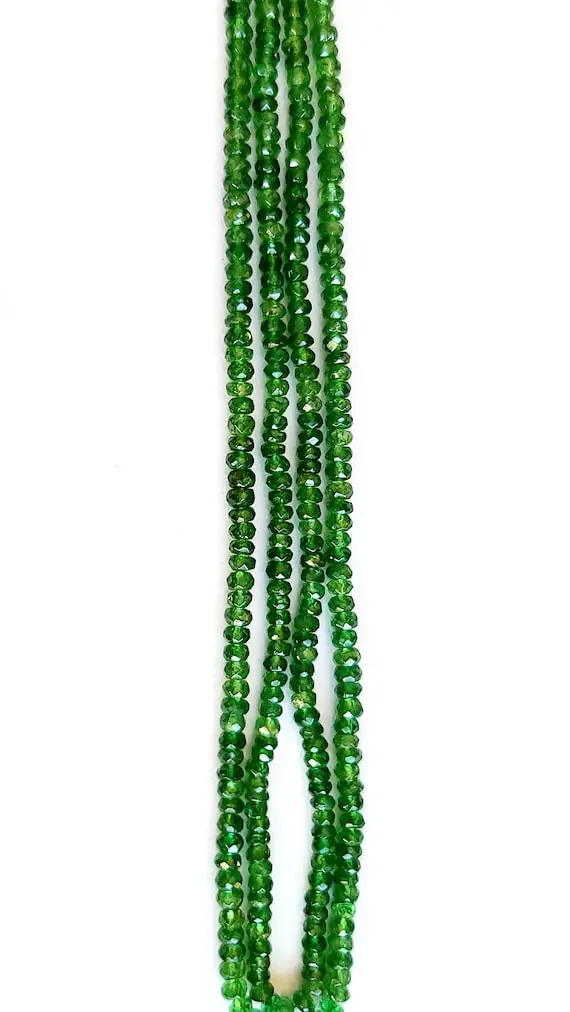 Chrome Diopside Rondelle Gemstone Beads - Natural Semi Precious Bead Strand - Sizes 2mm To 7mm - Jewelry Making Supplies