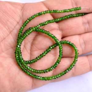 Shop Diopside Rondelle Beads! Chrome Diopside Faceted Rondelle Beads, 3mm To 4mm, Diopside Rondelle Beads, Green Chrome Diopside Gemstone Beads, 18 Inches Strand | Natural genuine rondelle Diopside beads for beading and jewelry making.  #jewelry #beads #beadedjewelry #diyjewelry #jewelrymaking #beadstore #beading #affiliate #ad