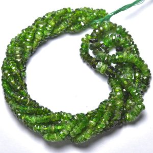 Shop Diopside Rondelle Beads! Chrome Diopside Micro Cut Faceted Rondelle Gemstone Beads, AA Grade Stone, Indian Gems, Jewelry Making, Necklace, 3-4mm, 14" Strand | Natural genuine rondelle Diopside beads for beading and jewelry making.  #jewelry #beads #beadedjewelry #diyjewelry #jewelrymaking #beadstore #beading #affiliate #ad