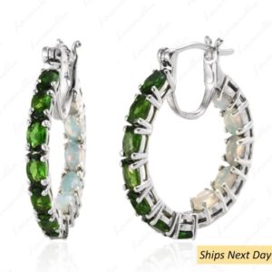 Shop Diopside Earrings! Chrome Diopside Opal Hoop Earrings , Unique oval cut Diopside Earring, Green Gemstone Personalized Anniversary Earrings Gift For Mother Love | Natural genuine Diopside earrings. Buy crystal jewelry, handmade handcrafted artisan jewelry for women.  Unique handmade gift ideas. #jewelry #beadedearrings #beadedjewelry #gift #shopping #handmadejewelry #fashion #style #product #earrings #affiliate #ad