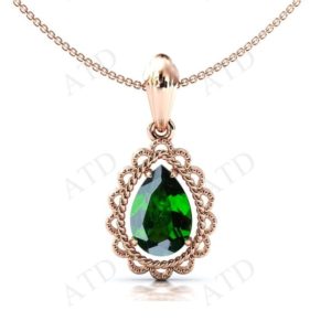 Shop Diopside Pendants! Chrome Diopside Pendant For Women Pear Cut Chrome Diopside Necklace Vintage Art Deco Wedding Pendant Women Statement Pendant Gift For Women | Natural genuine Diopside pendants. Buy handcrafted artisan wedding jewelry.  Unique handmade bridal jewelry gift ideas. #jewelry #beadedpendants #gift #crystaljewelry #shopping #handmadejewelry #wedding #bridal #pendants #affiliate #ad