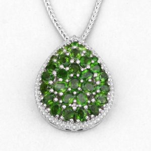 Shop Diopside Jewelry! Chrome Diopside Pendant, Natural Chrome Diopside Sterling Silver Pendant Necklace, Emerald Green Chrome Diopside Cluster Necklace for Women | Natural genuine Diopside jewelry. Buy crystal jewelry, handmade handcrafted artisan jewelry for women.  Unique handmade gift ideas. #jewelry #beadedjewelry #beadedjewelry #gift #shopping #handmadejewelry #fashion #style #product #jewelry #affiliate #ad