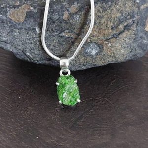 Chrome Diopside PENDANT (Raw AAA Grade Crystal + Sterling Silver) *Price is for one pendant* | Natural genuine Diopside pendants. Buy crystal jewelry, handmade handcrafted artisan jewelry for women.  Unique handmade gift ideas. #jewelry #beadedpendants #beadedjewelry #gift #shopping #handmadejewelry #fashion #style #product #pendants #affiliate #ad