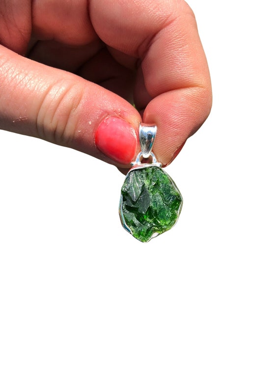 Chrome Diopside Pendant Sterling Silver Chrome Diopside Crystal Pendant - Healing Crystal Pendant - Green Diopside Jewelry Diopside Stone 6