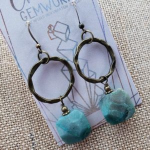 Shop Chrysocolla Earrings! Chrysocolla Earrings for Sacred Wisdom and Truth – Wisdom Earrings – Goddess Earrings – Crystal Earrings for Divine Wisdom – Bronze Earrings | Natural genuine Chrysocolla earrings. Buy crystal jewelry, handmade handcrafted artisan jewelry for women.  Unique handmade gift ideas. #jewelry #beadedearrings #beadedjewelry #gift #shopping #handmadejewelry #fashion #style #product #earrings #affiliate #ad