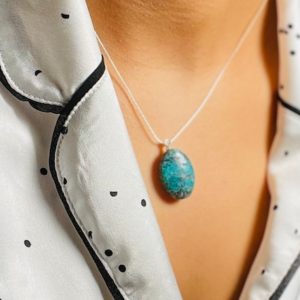 Shop Chrysocolla Necklaces! Chrysocolla Necklace Blue-Green & Brown Oval Gemstone Pendant, Throat Chakra Gift for Women, Unique Handmade Jewelry Chunky Boho Statement | Natural genuine Chrysocolla necklaces. Buy crystal jewelry, handmade handcrafted artisan jewelry for women.  Unique handmade gift ideas. #jewelry #beadednecklaces #beadedjewelry #gift #shopping #handmadejewelry #fashion #style #product #necklaces #affiliate #ad
