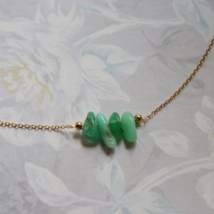 Shop Chrysoprase Necklaces! Chrysoprase Necklace Raw Crystal Necklace Natural Chrysoprase Necklace Rough Slice Stone Layering Necklace Stone Pendant Gift for Her | Natural genuine Chrysoprase necklaces. Buy crystal jewelry, handmade handcrafted artisan jewelry for women.  Unique handmade gift ideas. #jewelry #beadednecklaces #beadedjewelry #gift #shopping #handmadejewelry #fashion #style #product #necklaces #affiliate #ad