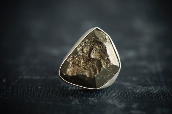 Chunky Pyrite Ring - Sterling Silver - Size 5