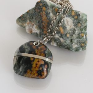 Shop Ocean Jasper Pendants! Colorful Ocean Jasper. Inlay withe sterling Silver. One piece pendant. | Natural genuine Ocean Jasper pendants. Buy crystal jewelry, handmade handcrafted artisan jewelry for women.  Unique handmade gift ideas. #jewelry #beadedpendants #beadedjewelry #gift #shopping #handmadejewelry #fashion #style #product #pendants #affiliate #ad