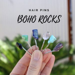 Shop Gemstone Hair Clips, Pins & Crystal Combs! Crystal Hair Pin Set of 2 | Raw Stone Hair Pin | Gemstone Hair Accessory | Hair Clip | Gemstone Barrette | Raw Crystal Hair Clip | Boho Rock | Natural genuine Gemstone jewelry. Buy crystal jewelry, handmade handcrafted artisan jewelry for women.  Unique handmade gift ideas. #jewelry #beadedjewelry #beadedjewelry #gift #shopping #handmadejewelry #fashion #style #product #jewelry #affiliate #ad