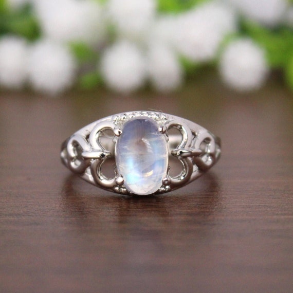 Dainty Rainbow Moonstone Ring . Statement Rings . Rainbow Ring . Handicraft Ring . Wedding Ring . Christmas Gift . Bridesmaid Gift .
