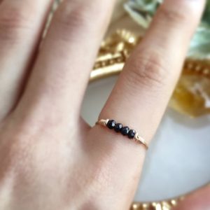 Shop Black Tourmaline Rings! Dainty Raw Black Tourmaline Ring, 14K Gold Filled, Rose Gold Filled, Sterling Silver, Crystal Ring, Bar Ring, Empath Protection Ring | Natural genuine Black Tourmaline rings, simple unique handcrafted gemstone rings. #rings #jewelry #shopping #gift #handmade #fashion #style #affiliate #ad