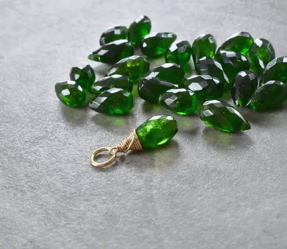 Dark Green Chrome Diopside Pendant - Silver Or 14k Gold Small Pendant - Wire Wrapped Jewelry Handmade - Healing Crystal Stone - Justdangles