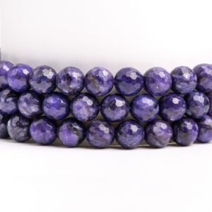 Shop Charoite Faceted Beads! Deep Purple Treated Charoite Gemstone Grade A Micro Faceted Round 7MM 9MM Loose Beads | Natural genuine faceted Charoite beads for beading and jewelry making.  #jewelry #beads #beadedjewelry #diyjewelry #jewelrymaking #beadstore #beading #affiliate #ad