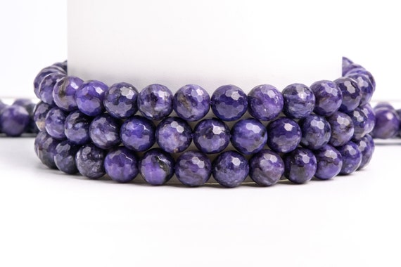 Deep Purple Treated Charoite Gemstone Grade A Micro Faceted Round 7mm 9mm Loose Beads