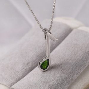 Shop Diopside Pendants! Delicate Music Note Charm Pendant Necklace Sterling Silver Minimalist Diopside Pendant Necklace Graduation Gift | Natural genuine Diopside pendants. Buy crystal jewelry, handmade handcrafted artisan jewelry for women.  Unique handmade gift ideas. #jewelry #beadedpendants #beadedjewelry #gift #shopping #handmadejewelry #fashion #style #product #pendants #affiliate #ad