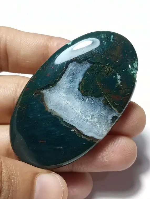 Designer Bloodstone Cabochon, Loose Bloodstone Gemstone, Smooth Oval Blood Stone Cabochon, Jewelry Making Gemstone, 57x33.5x6.5mm Size