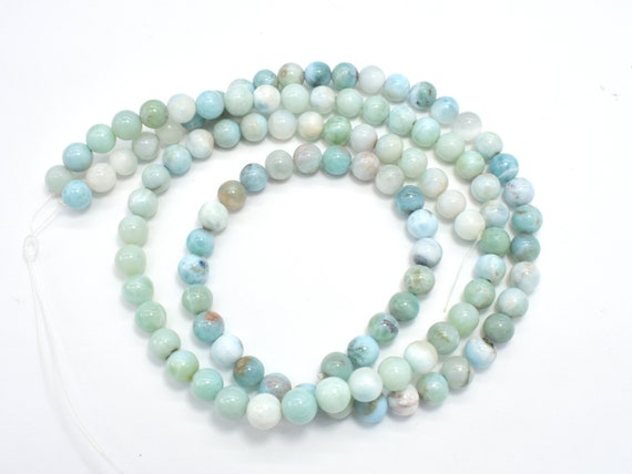 Dominican Larimar, Genuine Larimar, 7.6mm (7.8mm) Round Beads, 15.5 Inch, Full Strand, Approx. 54 Beads, Hole 1mm (299054004)