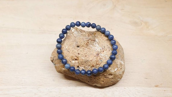 Dumortierite Bracelet. Elastic Stretch Stacking Bracelets For Women. Dark Blue Crystal Reiki Jewelry Uk
