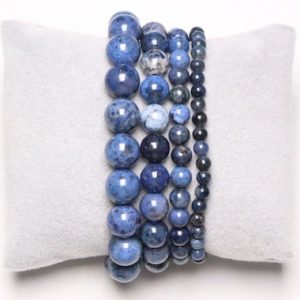 Shop Dumortierite Jewelry! Dumortiérite bracelet in natural pearls 4/6/8/10/12 mm 19 cm (Adjustable) smooth and round semi-precious stone | Natural genuine Dumortierite jewelry. Buy crystal jewelry, handmade handcrafted artisan jewelry for women.  Unique handmade gift ideas. #jewelry #beadedjewelry #beadedjewelry #gift #shopping #handmadejewelry #fashion #style #product #jewelry #affiliate #ad