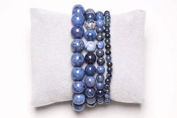 Dumortiérite Bracelet In Natural Pearls 4/6/8/10/12 Mm 19 Cm (adjustable) Smooth And Round Semi-precious Stone