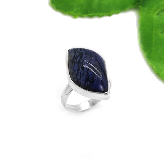 Dumortierite Jasper Ring, Solid 925 Sterling Silver, Bezel Set Ring, Unisex Ring, Women Gift Ring, 925 Sterling Silver, Partywear Ring