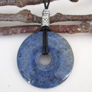 Shop Dumortierite Pendants! Dumortierite Natural Gemstone Donut Energy Pendant Necklace 50mm.   ED661-1 / 3 / 4 | Natural genuine Dumortierite pendants. Buy crystal jewelry, handmade handcrafted artisan jewelry for women.  Unique handmade gift ideas. #jewelry #beadedpendants #beadedjewelry #gift #shopping #handmadejewelry #fashion #style #product #pendants #affiliate #ad