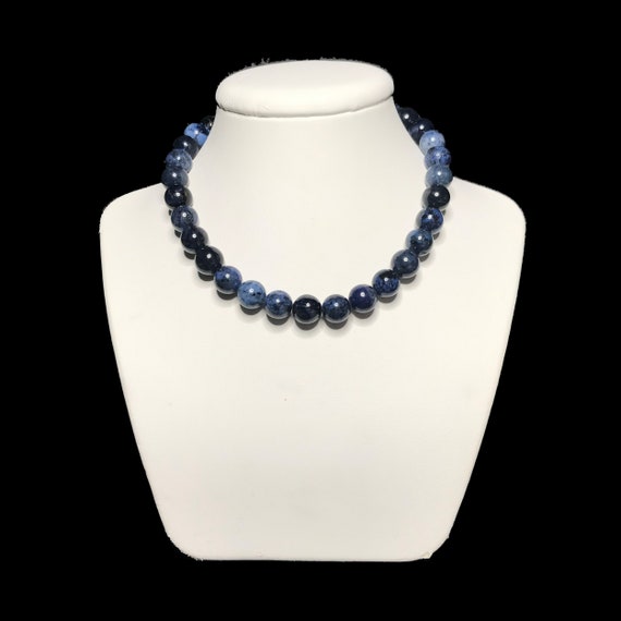 Dumortierite Necklace. High Quality Genuine Crystal Necklace. Leo Birthstone. Dumortierite Bead Necklace. 50th Birthday Gift For Women.