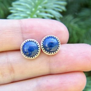 Shop Dumortierite Jewelry! dumortierite stud earrings in sterling silver – dumortierite studs – dumortierite earrings – blue studs – gemstone studs – 8mm studs | Natural genuine Dumortierite jewelry. Buy crystal jewelry, handmade handcrafted artisan jewelry for women.  Unique handmade gift ideas. #jewelry #beadedjewelry #beadedjewelry #gift #shopping #handmadejewelry #fashion #style #product #jewelry #affiliate #ad