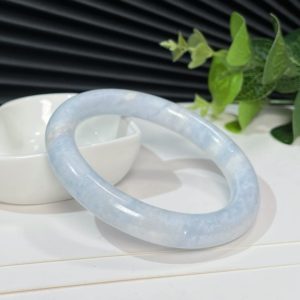 Shop Blue Calcite Jewelry! Elegant Calcite Bangle Bracelet 59MM Light Blue White Translucent Starlight Angelite Bracelet Regain Energies Meditation Love Gift for Her | Natural genuine Blue Calcite jewelry. Buy crystal jewelry, handmade handcrafted artisan jewelry for women.  Unique handmade gift ideas. #jewelry #beadedjewelry #beadedjewelry #gift #shopping #handmadejewelry #fashion #style #product #jewelry #affiliate #ad