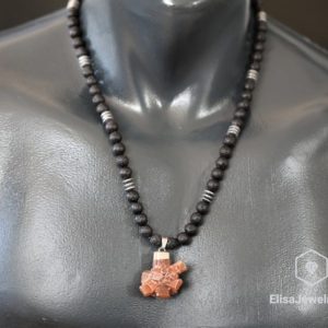Shop Aragonite Pendants! Emotional Necklace Natural Aragonite Pendant Black Lava Hematite Beaded Birthstone Calming Necklace For Him Unisex Christmas Gift | Natural genuine Aragonite pendants. Buy crystal jewelry, handmade handcrafted artisan jewelry for women.  Unique handmade gift ideas. #jewelry #beadedpendants #beadedjewelry #gift #shopping #handmadejewelry #fashion #style #product #pendants #affiliate #ad