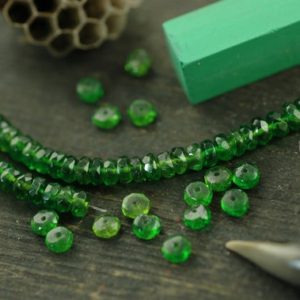 Shop Rondelle Gemstone Beads! Festive: Chrome Diopside Faceted Rondelle Beads, 10 beads, 4x2mm, Sparkling Natural Green Gemstone, Rare Vibrant Jewelry Making Supplies | Natural genuine rondelle Gemstone beads for beading and jewelry making.  #jewelry #beads #beadedjewelry #diyjewelry #jewelrymaking #beadstore #beading #affiliate #ad