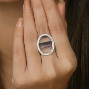 Shop Fluorite Rings! Fluorite Ring, 925 Sterling Silver Ring, US-8 / UK-P, Oval Ring, Gemstone Ring, Statement Ring, Cocktail Ring, Handmade Ring, Ring for Women | Natural genuine Fluorite rings, simple unique handcrafted gemstone rings. #rings #jewelry #shopping #gift #handmade #fashion #style #affiliate #ad