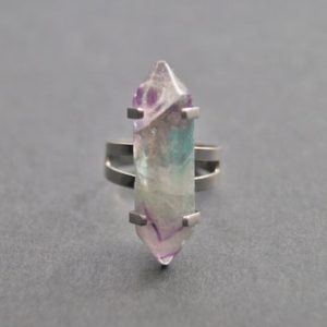 Shop Fluorite Rings! Fluorite Ring, Adjustable Gemstone Ring, Purple Fluorite, Cheap Gemstone Point, Gift for Girlfriend, FR7 | Natural genuine Fluorite rings, simple unique handcrafted gemstone rings. #rings #jewelry #shopping #gift #handmade #fashion #style #affiliate #ad