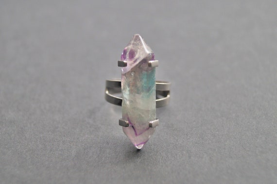 Fluorite Ring, Adjustable Gemstone Ring, Purple Fluorite, Cheap Gemstone Point, Gift For Girlfriend, Fr7