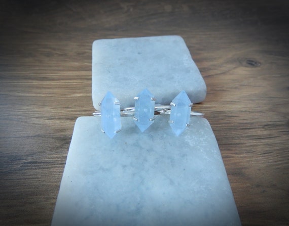 Gemstone Point Ring, Blue Calcite Point Ring, Sterling Silver Gemstone Point Ring, Healing Gemstone Point Ring, Gemstone Appeal, Gsa