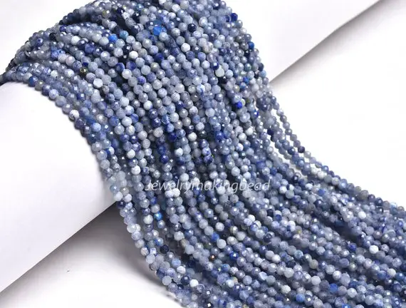 Genuine Blue Dumortierite Rondelle Faceted Beads Strands For Jewelry Craft, Dumortierite Beads Strand For Meditation, 3mm Blue Beads Sale