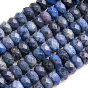 Shop Dumortierite Rondelle Beads! Genuine Natural Blue Dumortierite Loose Beads Faceted Rondelle Shape 6x4mm 8x5mm | Natural genuine rondelle Dumortierite beads for beading and jewelry making.  #jewelry #beads #beadedjewelry #diyjewelry #jewelrymaking #beadstore #beading #affiliate #ad