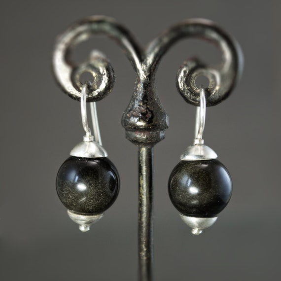 Gold Sheen Obsidian Dangles