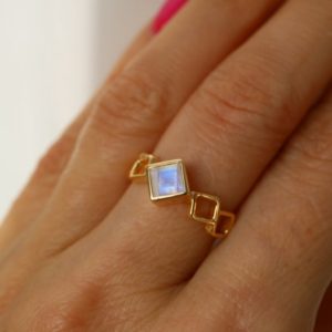 Shop Rainbow Moonstone Rings! Gold Vermeil Rainbow Moonstone Ring, Sterling Silver Crystal Dainty Rings For Women, Stackable Minimalist Statement Gold Rings, Jewelry | Natural genuine Rainbow Moonstone rings, simple unique handcrafted gemstone rings. #rings #jewelry #shopping #gift #handmade #fashion #style #affiliate #ad