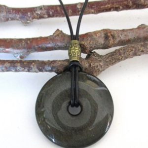 Shop Golden Obsidian Necklaces! Beautiful Golden Obsidian Natural Gemstone Donut Energy Pendant Necklace 30-40-50mm  ED469  / ED309 / ED573 | Natural genuine Golden Obsidian necklaces. Buy crystal jewelry, handmade handcrafted artisan jewelry for women.  Unique handmade gift ideas. #jewelry #beadednecklaces #beadedjewelry #gift #shopping #handmadejewelry #fashion #style #product #necklaces #affiliate #ad