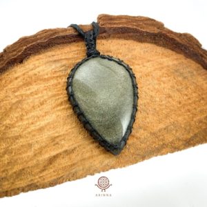 Shop Golden Obsidian Pendants! Gold Obsidian Crystal Necklace on Macrame Cord – Root Chakra Balancing and Grounding Pendant | Natural genuine Golden Obsidian pendants. Buy crystal jewelry, handmade handcrafted artisan jewelry for women.  Unique handmade gift ideas. #jewelry #beadedpendants #beadedjewelry #gift #shopping #handmadejewelry #fashion #style #product #pendants #affiliate #ad