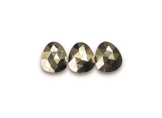 Golden Pyrite Cabochons Rose Cut - 11 X 9.5 Mm - Choose A Single Cabochon Or A Set Of 3