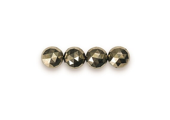 Golden Pyrite Cabochons Rose Cut - 7mm Round Pyrite Gemstones - Choose A Set Of 4 Or 2