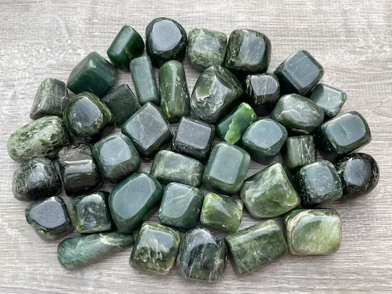 Grade A++ Jade Tumbled Stones, 1-1.5 Inch Tumbled Nephrite Jade, Nephrite Jade Crystals, Healing Crystal, Polished Rocks, Wholesale Bulk Lot