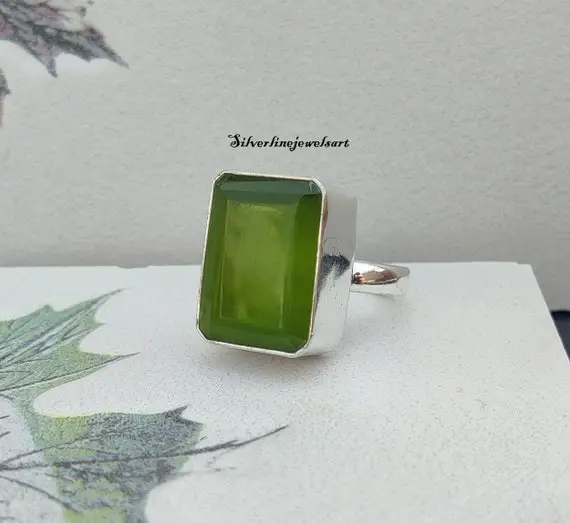 Green Calcite Ring , Gemstone Silver,  925 Sterling Silver, Daily Wear Ring , Hand Crafted Silver, Gift For Her, Jewelry, Gift,lovable Ring.